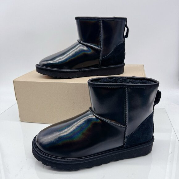 UGG Classic Mini Iridescent Metallic Black Ankle Short Boots Womens US 5 EU 36 - Picture 3 of 12
